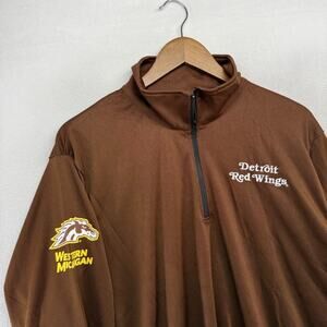 Detroit Red Wings Quarter Zip Mens 2XL Brown Western Michigan University SGA NEW